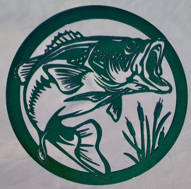 Metal Wood Decor & More Bass Sculpture - Perfect for Anglers in Western Wisconsin