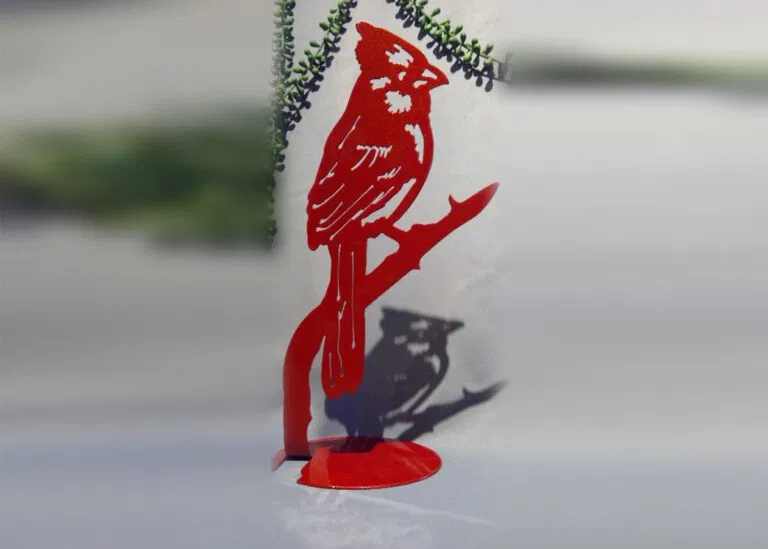 Metal Wood Decor & More Cardinal Stand - Bird Art for Western Wisconsin Homes